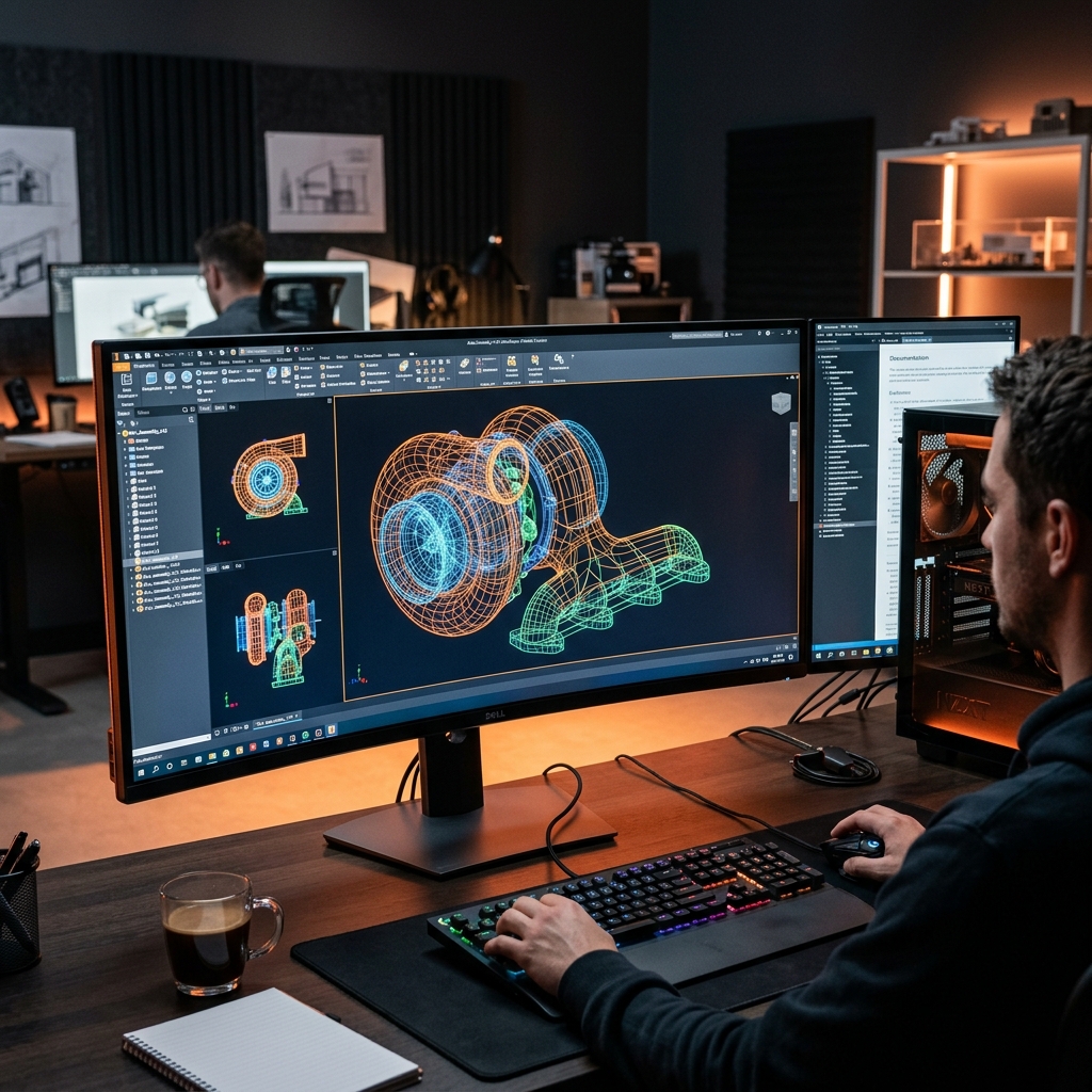 Interface de software de modelagem CAD 3D